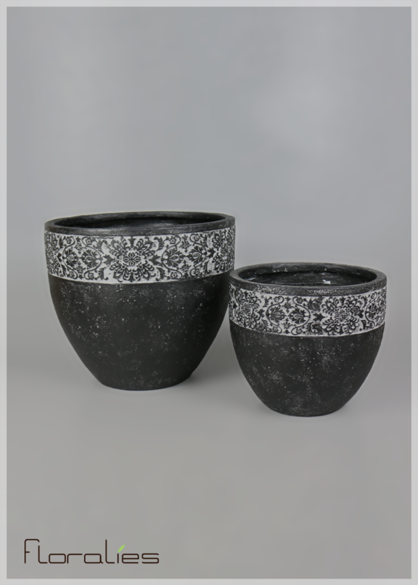 Cache pot noir arrondi Cache pot noir arrondi