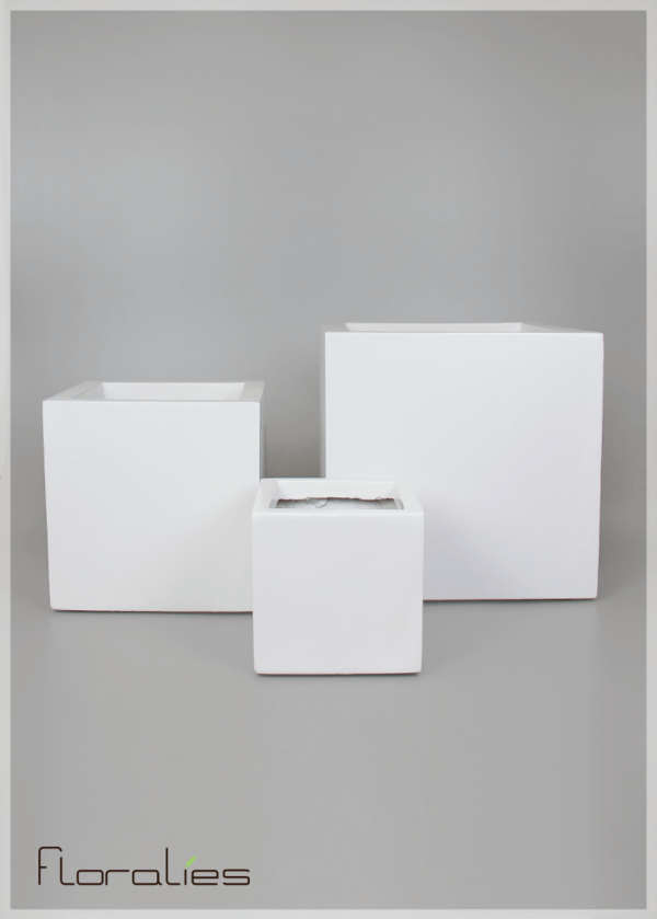 Pot carré blanc décoratif Pot carré blanc décoratif