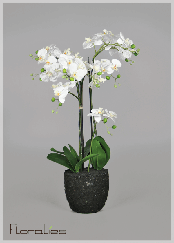 Orchidée artificielle en pot terre Orchidée artificielle en pot terre