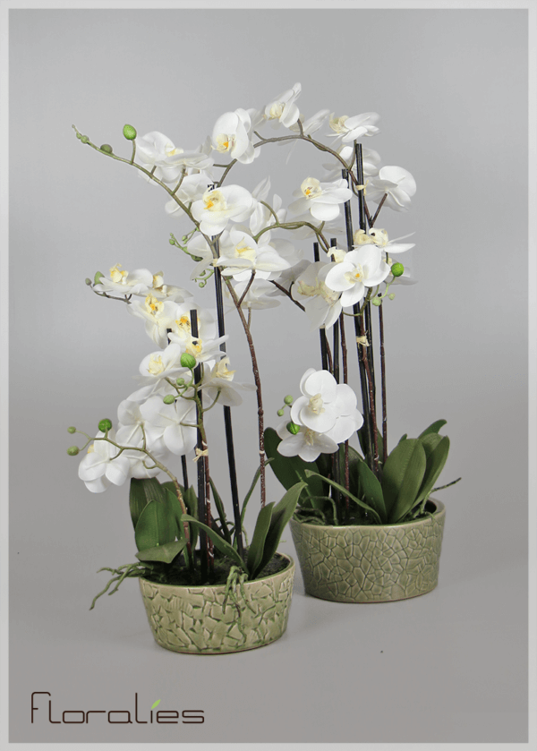 Orchidée artificielle pot vert Orchidée artificielle pot vert