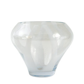 Vase en verre transparent avec motif blanc